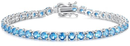 FANCIME Tennisarmband aus Solide 925 Sterling Silber mit Topas Romantisches Hochzeit Braut Tennis Armband Geschenk Schmuck für Damen Mädchen - Breite 4 mm, Länge 19,5 cm