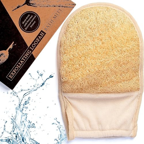 Luffa Gant exfoliant 100 % naturel, gant de douche en luffa égyptien respectueux de l'environnement, Lufas pour femmes et hommes, éponge de bain exfoliante Luffa