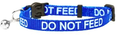 LARRYROO Katzenhalsband mit Aufdruck Do Not Feed, weiches Nylon und Sicherheitsschnalle (blau)