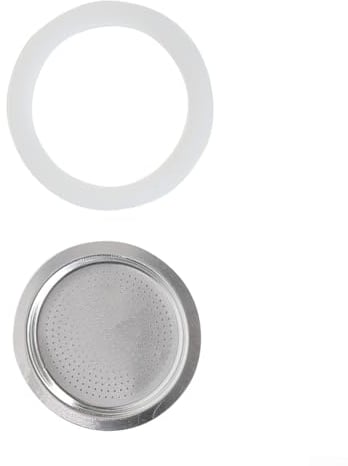 Hasaller Guarnizione in gomma per moka, in gomma siliconica con filtro di ricambio, per caffettiera espressa, caffettiera, caffettiera espresso (1 tazza + setaccio)