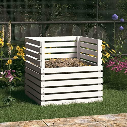 Tidyard Compost bin Composting system Organic waste Converter Recyclinger White 80x80x78 cm Solid Wood Pine Composters