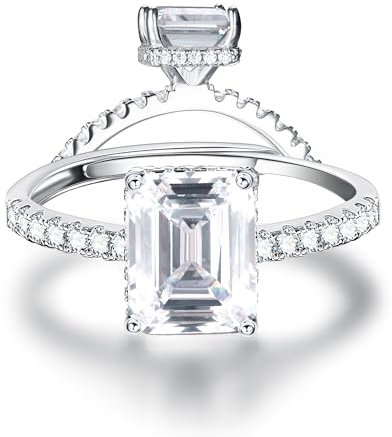 Krfy 925 Silber Ringe für Damen Quadratischer CZ Verlobungsring, Versprechen Ewigkeit Silber Ring Eheringe Verstellbare Ringe mit Offenem Finger Zirkoni Ringe Damen Schmuck