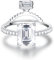 Krfy 925 Silber Ringe für Damen Quadratischer CZ Verlobungsring, Versprechen Ewigkeit Silber Ring Eheringe Verstellbare Ringe mit Offenem Finger Zirkoni Ringe Damen Schmuck
