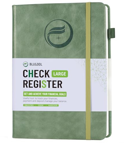 Scheckregister für persönliches Scheckbuch, Blugool Scheckbuchregister mit Scheck- und Transaktionsregistern, Buchhaltungsbuch für persönlich und beruflich, 19,3 x 25,7 cm (grün)