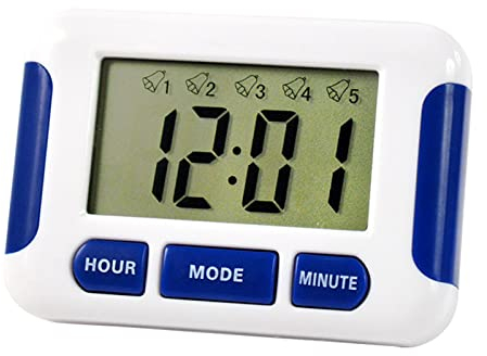 Compte à rebours 5 canaux électrique numérique écran LCD Minuteur réveil pour la cuisine, la pâtisserie, les jeux scolaires, rappel de l'heure