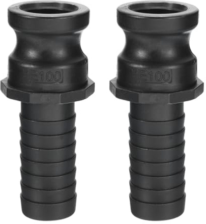 PATIKIL Raccordi Bloccaggio Camma Polietilene, 2pz Adattatore Maschio 1 Parte E x Raccordi per Tubi Scanalatura Camma per estremità del Tubo Raccordi Bloccaggio Camma Polipropilene, Nero
