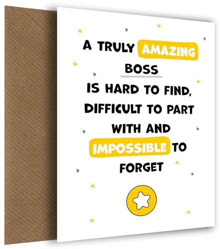 Fun Boss Abschiedskarte – Impossible to Forget – Dankeskarte für Chef von Mitarbeitern und Arbeitsteam