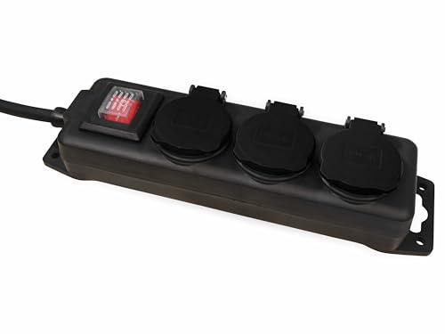 MCPOWER Multiprise 3 prises interrupteur IP44 extérieur noir