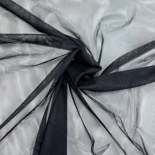 MAGAM-Stoffe Jasmin weicher Tüllstoff für Bekleidung Deko Soft Tüll Meterware (24. Schwarz)