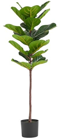 Leaf Design UK - Planta Artificial de higuera, Maceta de plástico Negro