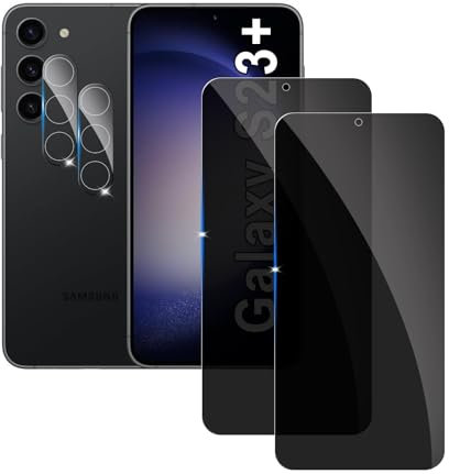 2 Stück Sichtschutzfolie für Samsung Galaxy S23 Plus Panzer Schutz Glas mit 2 Stück Kameraschutz, 9H Härte Sichtschutz, Frei von Kratzern Folie,Ultrabeständig,Anti-Spion Displayschutz