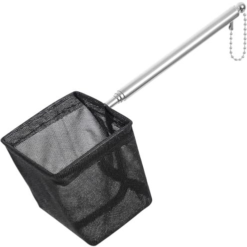 JIEYAO Aquarium Fish Net with Extendable Handle, 2.5 Tiny Fish Tank Net, Small Soft Fine Fishing Mesh Telescopic Aquarium Skimmer Nets Cleaning Tanks Aquarium Accessories for Tank Pond Creek (Black)