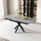 SUKY Erweiterbarer Esstisch, 150/180 x 70 x 76 cm, automatisch ausziehbar, Kreuzbein-Design, Zementmuster, Schwarz und Grau