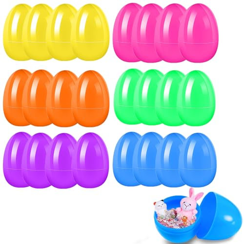 KEELYY Ostereier zum Befüllen, 24 Pcs Plastik Eier zum Befüllen Groß, Bunte Ostereier aus Kunststoff für Geschenke und Überraschungen für Kinder zum Basteln zu Ostern, 8x6cm
