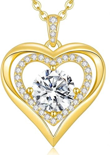 CDE Moissanit Halskette für Damen Silber 925 Kette Herz Schmuck Geschenk | Herz Halskette Geschenk für Frauen Weihnachten Muttertags Weihnachten Valentinstag Geburtstags Geschenk Hochzeit Jubiläum