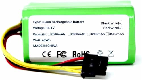 ZWDCVFGK 14.4V Li-Ion Battery,2600mAh/2800mAh/ 3200mAh/3500mAh Replacement Battery,Compatible with Cecotec Conga 1290 1390 1490 1590 Vacuum Cleaner Genio Deluxe 370 gutrend Echo 520,2600mAh,3500mAh