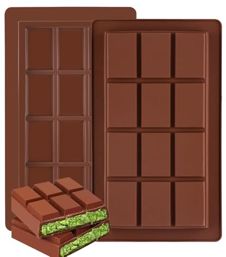 Moule Tablette Chocolat, Moule Silicone Tablette de Chocolat Profond Antiadhésifs, Moules à Pâtisserie, Moule Silicone Tablette de Chocolat Sans BPA, Moule Tablette Chocolat Dubai (Brun)