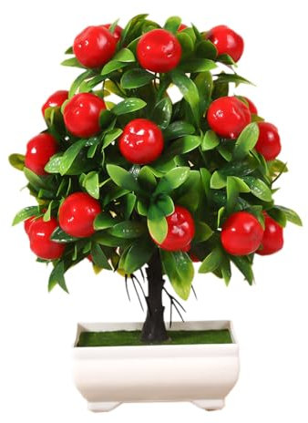 Künstlicher Orangenbaum Topfpflanzen, Mini Künstliche Obstbaum in Töpfen Gefälschte Künstlicher Bonsai, Gefälschte Obst Bonsai für Küche, Dekoration, Bauernhaus-Stil, Tischdekoration (16 * 26cm,A)