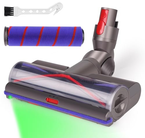 Laymi Bürste für Dyson V7 V8 V10 V11 V15 Staubsauger mit LED Lichtern für Teppich und Hartböden glattere Räder V-förmige Turbo-Borstenwalze und weiche Rolle Leichter Ausbau und Einbau