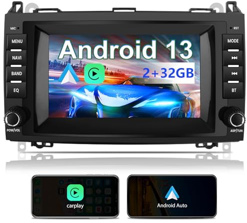 Hexinex Android 13 Autoradio Carplay Android Auto per Mercedes Benz Vito Viano/Sprinter W639 W245/Classe B/Classe A W169 7 Pollici Car Radio Bluetooth FM RDS Comandi al volante