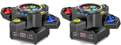 2PCS 150W Cabeza Móvil Beam Luces de Escenario, LED RGBW Foco Wash con Control Remoto Luz Estroboscópica Dorada DMX512 Luz de Discoteca para Bar Halloween DJ Bodas