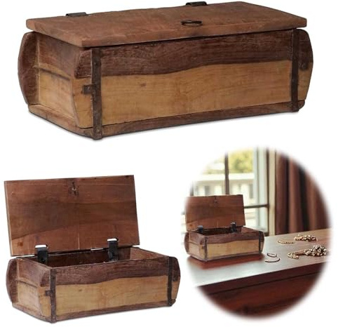 LS-LebenStil Original Holz Ziegelform mit Deckel | Echte Alte Holzkiste |