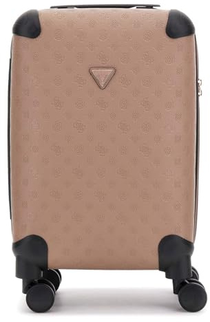 GUESS Valise à roulettes, Design Monogramme en Relief, Couleur Beige, 4 Roues pivotantes, Fermeture TSA