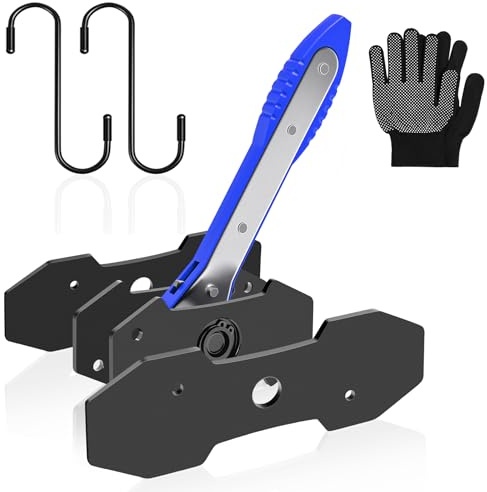 Brake Caliper Compression Tool,360° Swing Ratchet Switch with Additional 2 pcs Large Steel Plate and 2 Hooks&Nylon Grip Work Gloves for Single/Twin/Quad Piston,Disc Brake Repair/Car,Truck,SUV(Blue)