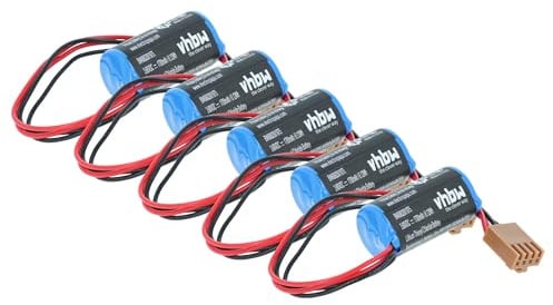 vhbw 5X Batterie kompatibel mit Omron C2000H, C20P, C120, C1000HF, C20, C120F, C1000H PLC Programmable Logic Controller (1700 mAh, 3,6 V, Li-SOCl2)