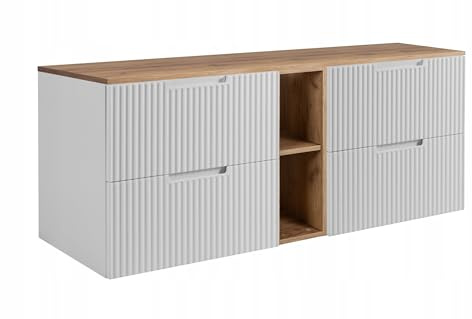 Rodan Moderne Möbel - Schrank Weiß, Gold, Eichenholz - Möbelstück - Bastelregal – Bastelplatte 60 cm + 60 cm + 140 cm