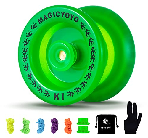 YOSTAR JoJo Responsive Yoyo für Kinder Anfänger, Trick Yo-Yo K1 Glow in The Dark, Kunststoff Kinder JoJo Einfach zu Spielen, Mit 12 Yoyo Schnur, Fall, Handschuhe, 2 Hubstacks