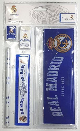 Real Madrid Juego de 5 Piezas de papelería, Color Azul, Large (CASA Y MENAJE 2015 S.L Export.CM_097257)