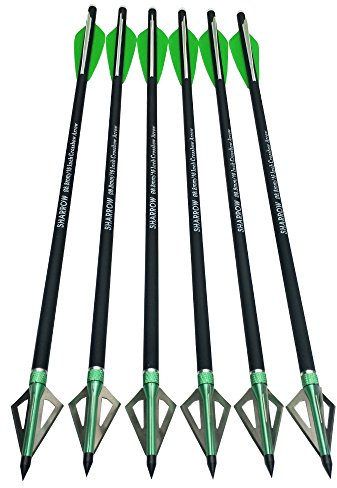 SHARROW 12 x Armbrustpfeile 16 Zoll 17 Zoll Carbonpfeile Armbrustbolzen Bolzen für Armbrust mit Klinge Pfeilspitzen Broadheads Grün (Grün 1, 16 inch)