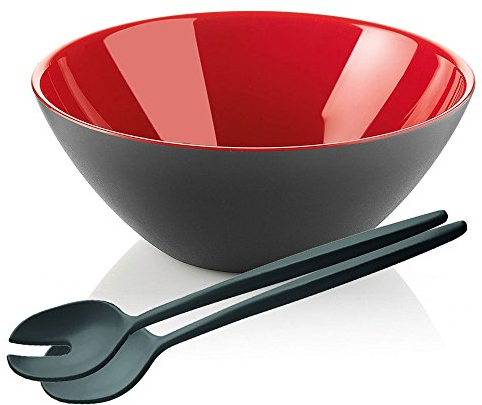 Guzzini Insalatiera My Fusion 25 cm + Posate per insalata Made in Italy Rosso