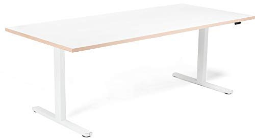 Modulor Set aus Tischgestell T und Tischplatte, von 70 bis 120 cm elektrisch höhenverstellbarer Schreibtisch aus Stahl mit Tischplatte 90 x 180 cm, weiß