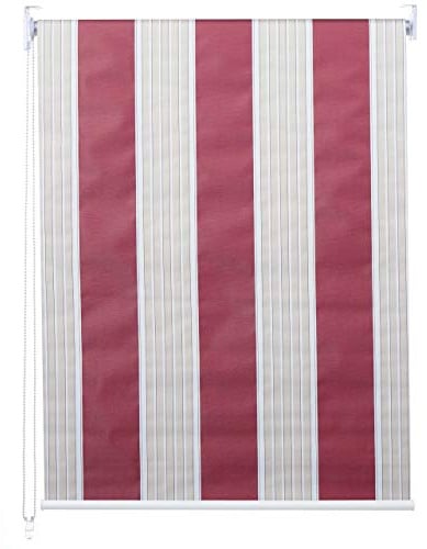 Mendler Rollo HWC-D52 120x230cm Sonnenschutz Blickdicht - rot/weiß/beige