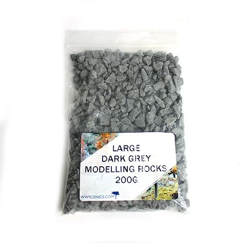 WWS War World Scenics WWScenics Große Dunkelgraue Modell-Felsen 2-5mm | 200g Beutel | Basing Materialien Diorama Modellbau