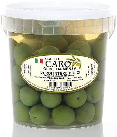 Olive Verdi Dolci Intere in Salamoia della Nocellara del Belice (secchiello da 250gr netti)