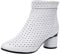 Jamron Donna Elegante Tallone di Blocco Stivaletti Traspirante Incavare Estate Stivali Pumps Bianco SN02542 EU38