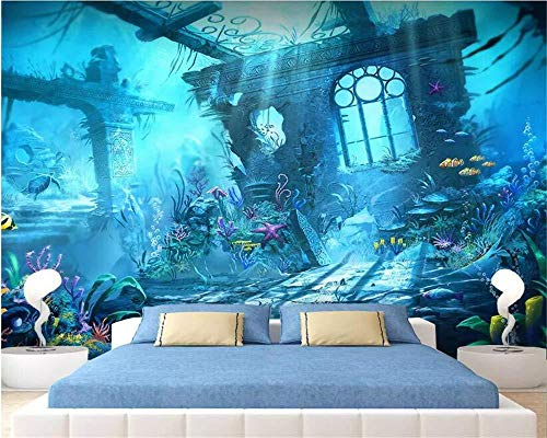 Benutzerdefinierte 3D-Tapete Kinderzimmer Wandverkleidung Tapete Unterwasserwelt Unterwasser Burg 3D Kind Fototapete
