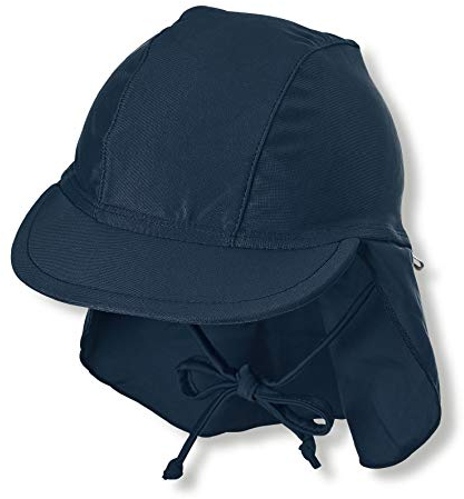 Sterntaler Schirmmütze Nacken Uni - Baby- und Kinder Mütze mit Nackenschutz und Bindeband - UV-Schutz 50+ Bademütze - Kopfbedeckung Schwimmbad und Strand - Unisex Bademode, marine, Größe 47