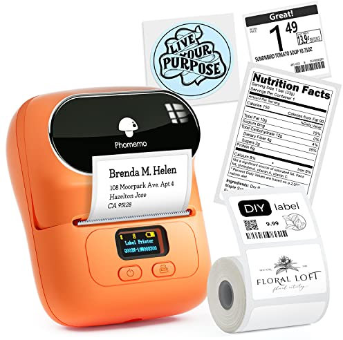 Phomemo M110 Portable Wireless Thermal Label Printer, Bluetooth Label Maker Machine for iOS And Android Phone, Barcode Printer for Clothing, Jewellery,Retail, Home, with 1 Labelroll