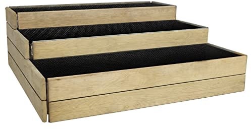 PLANTAWA Escalera de Huerto Urbano, Escalera de 3 Alturas, Madera de Pino, Mesa de Cultivo sin Patas, 36 x 100 x 100 cm, Jardinera Exterior para Terraza Jardín Monta tu Huerto Grande