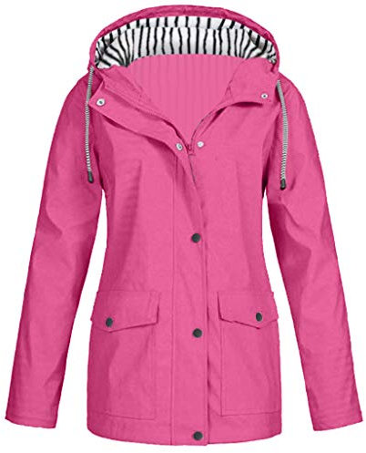Veste de pluie pour femme, légère, imperméable, respirante, avec capuche, parka grande taille, veste de sport, veste d'extérieur, Rose, S