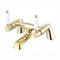 ENKI, Downton, BT0613 Bath Mixer Tap with White Ceramic Levers English Gold