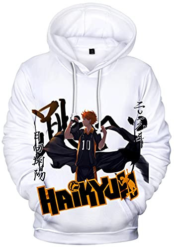 YIMIAO Unisex 3D Printed Haikyuu Manga Anime Karasuno High School Hoodie Volleyball Junior Kapuzenpullover Outwear Herren Damen Frau Teenager Pullover(XL)