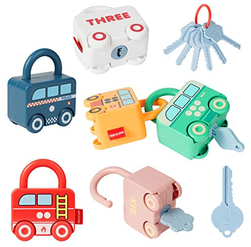 Ainiv Jouets de Voiture Montessori, Clés et de Serrures pour Les Tout-Petits, Jeux de Société Occupés pour Les Activités des Tout-Petits, Cadeau pour Les Enfants de 3 4 5 6 Ans Garçons Filles Enfants