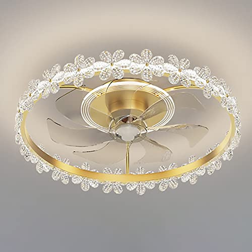 MORATER Ceiling Fans with Lights,Ceiling Fan with Lights Control,20'' Bladeless Ceiling Light Remote Control 3 Color 3 Speeds Semi Flush Mount Low Profile Timing 30/48W (50cm-35W, Section C)