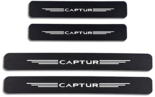 LNHJZ 4 Pezzi Fibra di Carbonio Battitacco per Auto Sticker, per Ren-Ault CAPTUR, Esterno Battitacco Protezione Plates Anti-Graffio Scuff Adesivi Decorativi Accessori,White