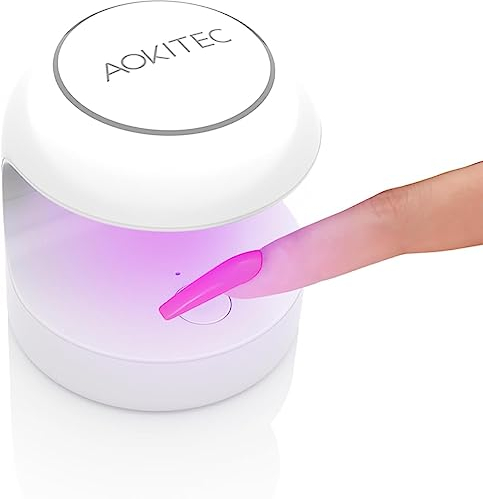Aokitec Mini Lampada UV per Asciugatura Rapida Punte Unghie Smalto in Gel, Resina di Estensione Gel Poli, Luce LED UV Asciugatrice Arte Fai da Te (Bianco)